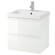 GODMORGON / ODENSVIK Wash-stand with 2 drawers, high-gloss white/Dalskär tap, 63x49x64 cm