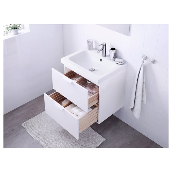 GODMORGON / ODENSVIK Wash-stand with 2 drawers, white/Dalskär tap, 63x49x64 cm