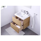 GODMORGON / ODENSVIK Wash-stand with 2 drawers, white stained oak effect/Dalskär tap, 63x49x64 cm