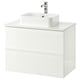 GODMORGON/TOLKEN / HÖRVIK Wsh-stnd w countrtop 45x32 wsh-bsn, high-gloss white/marble Brogrund tap, 82x49x72 cm