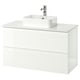 GODMORGON/TOLKEN / HÖRVIK Wsh-stnd w countrtop 45x32 wsh-bsn, high-gloss white/marble Brogrund tap, 102x49x72 cm