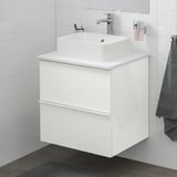 GODMORGON/TOLKEN / HÖRVIK Wsh-stnd w countrtop 45x32 wsh-bsn, high-gloss white/marble effect Brogrund tap, 62x49x72 cm