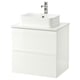 GODMORGON/TOLKEN / HÖRVIK Wsh-stnd w countrtop 45x32 wsh-bsn, high-gloss white/marble effect Brogrund tap, 62x49x72 cm