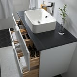 GODMORGON/TOLKEN / HÖRVIK Wsh-stnd w countrtop 45x32 wsh-bsn, white/black marble effect Brogrund tap, 102x49x72 cm