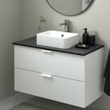 GODMORGON/TOLKEN / HÖRVIK Wsh-stnd w countrtop 45x32 wsh-bsn, white/black marble effect Brogrund tap, 102x49x72 cm