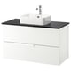 GODMORGON/TOLKEN / HÖRVIK Wsh-stnd w countrtop 45x32 wsh-bsn, white/black marble effect Brogrund tap, 102x49x72 cm