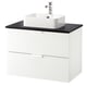 GODMORGON/TOLKEN / HÖRVIK Wsh-stnd w countrtop 45x32 wsh-bsn, white/black marble effect Brogrund tap, 82x49x72 cm
