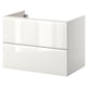 GODMORGON Wash-stand with 2 drawers, high-gloss white, 80x47x58 cm