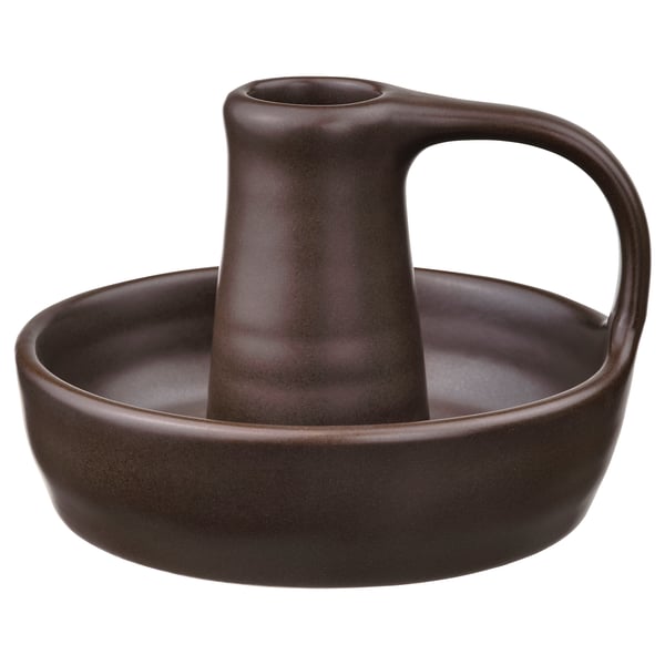 GODTAGBAR Candlestick, brown, 8 cm