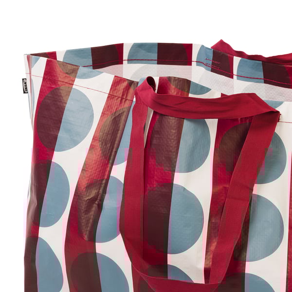 GÖRSNYGG Carrier bag, large, red blue/patterned, 57x37x39 cm/71 l