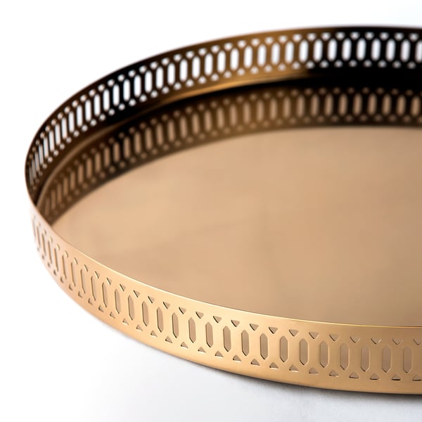 GOKVÄLLÅ Serving tray, copper-colour round, 35x2 cm