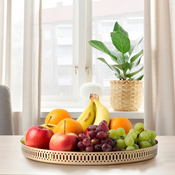 GOKVÄLLÅ Serving tray, copper-colour round, 35x2 cm