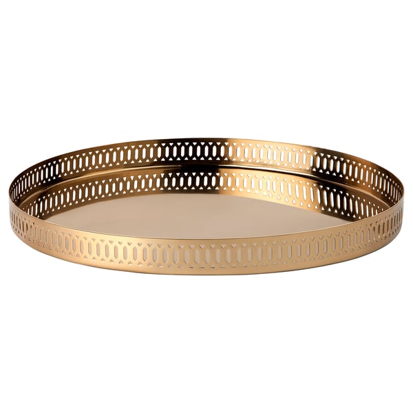 GOKVÄLLÅ Serving tray, copper-colour round, 35x2 cm