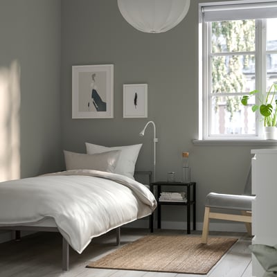 GRIMSBU Bed frame, grey/Luröy, 90x200 cm