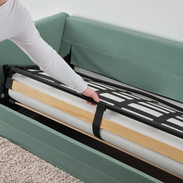 GRÖNLID 2-seat sofa-bed, Ljungen light green