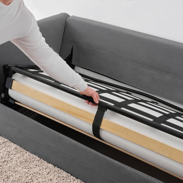 GRÖNLID 2-seat sofa-bed, Ljungen medium grey