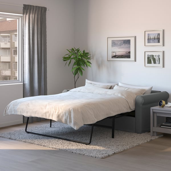 GRÖNLID 2-seat sofa-bed, Ljungen medium grey