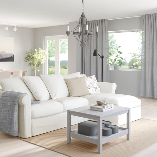 GRÖNLID 3-seat sofa with chaise longue, Inseros white