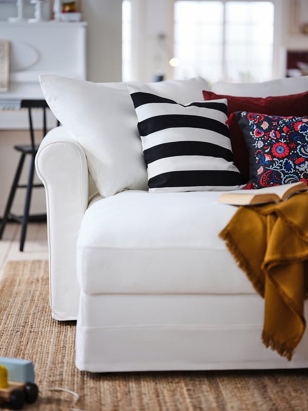 GRÖNLID 3-seat sofa with chaise longue, Inseros white