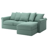 GRÖNLID 3-seat sofa with chaise longue, Ljungen light green