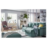 GRÖNLID 3-seat sofa with chaise longue, Ljungen light green