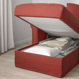GRÖNLID 3-seat sofa with chaise longue, Ljungen light red