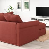 GRÖNLID 3-seat sofa with chaise longue, Ljungen light red