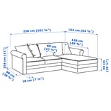 GRÖNLID 3-seat sofa with chaise longue, Ljungen medium grey