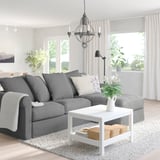GRÖNLID 3-seat sofa with chaise longue, Ljungen medium grey