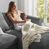 GRÖNLID 3-seat sofa with chaise longue, Ljungen medium grey
