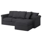 GRÖNLID 3-seat sofa with chaise longue, Sporda dark grey