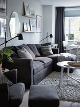 GRÖNLID 3-seat sofa with chaise longue, Sporda dark grey