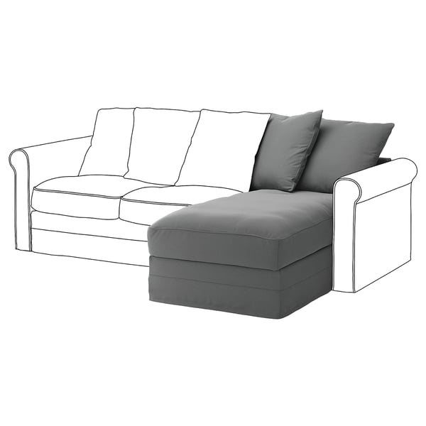 GRÖNLID Chaise longue section, Ljungen medium grey