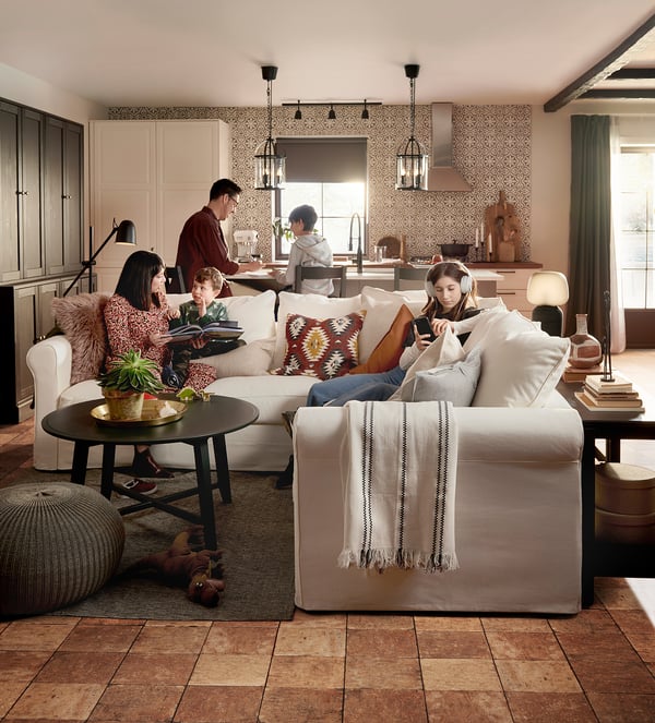 GRÖNLID Corner sofa, 4-seat, Inseros white