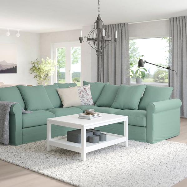 GRÖNLID Corner sofa, 4-seat, Ljungen light green