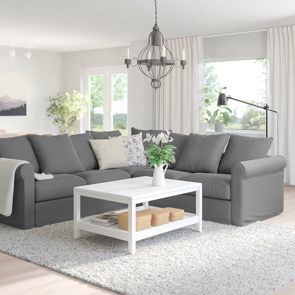 GRÖNLID Corner sofa, 4-seat, Ljungen medium grey