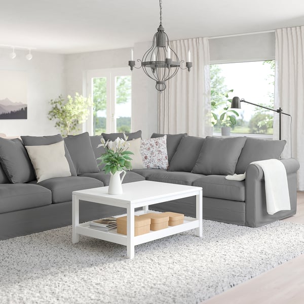 GRÖNLID Corner sofa, 5-seat, Ljungen medium grey
