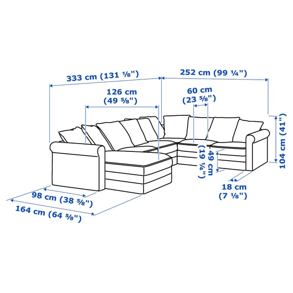 GRÖNLID Corner sofa, 5-seat w chaise longue, Sporda natural