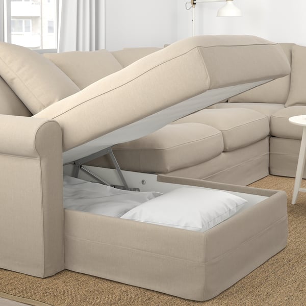 GRÖNLID Corner sofa, 5-seat w chaise longue, Sporda natural