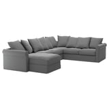 GRÖNLID Cvr crnr sofa, 5-seat w chaise lng, Ljungen medium grey
