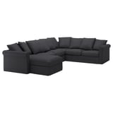 GRÖNLID Cvr crnr sofa, 5-seat w chaise lng, Sporda dark grey