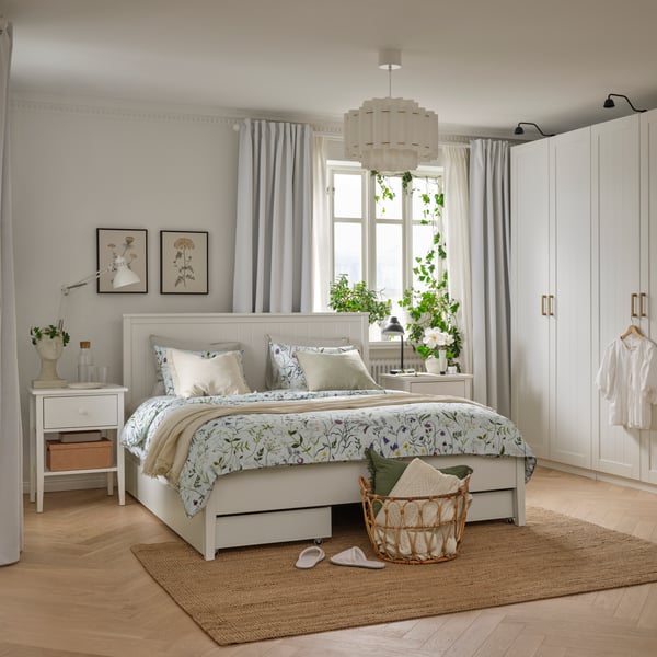 GULLABERG Bedside table, with 1 drawer with shelf/white, 53x43x69 cm