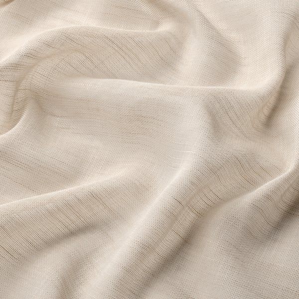 HÄLLEBRÄCKA Sheer curtains, 1 pair, light beige/with heading tape, 145x250 cm
