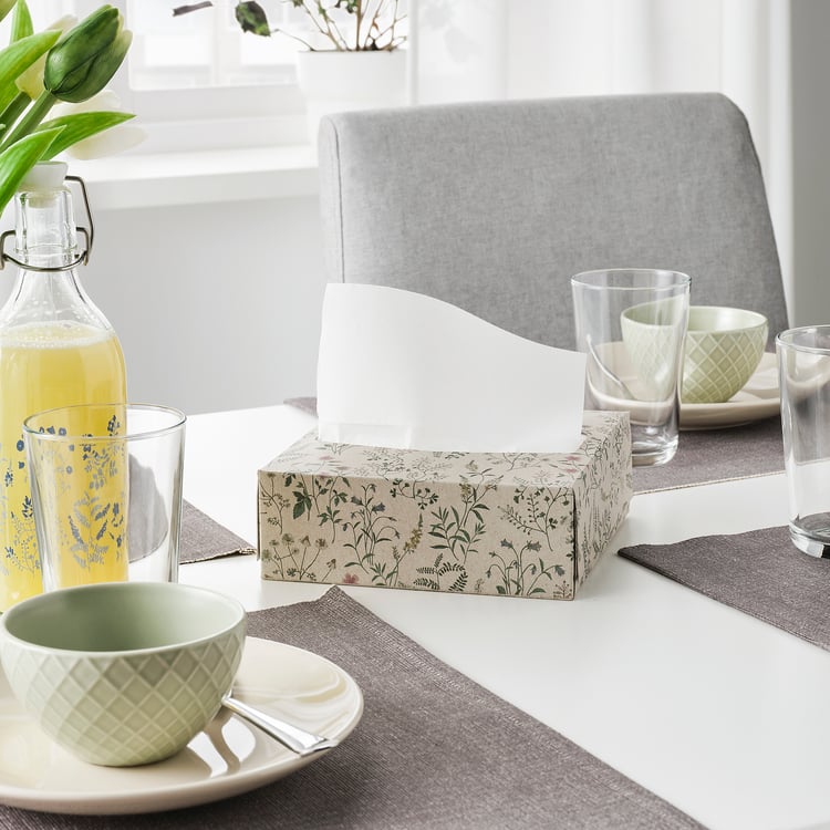 HAJMAL Paper napkin, patterned/flower, 16x32 cm IKEA