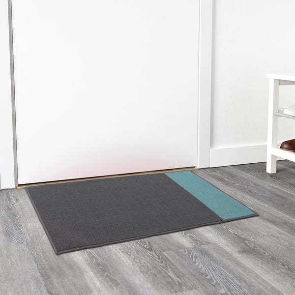 HALSTED Door mat, grey/blue, 70x100 cm