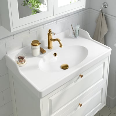 HAMNSKÄR Wash-basin mixer tap, brass-colour