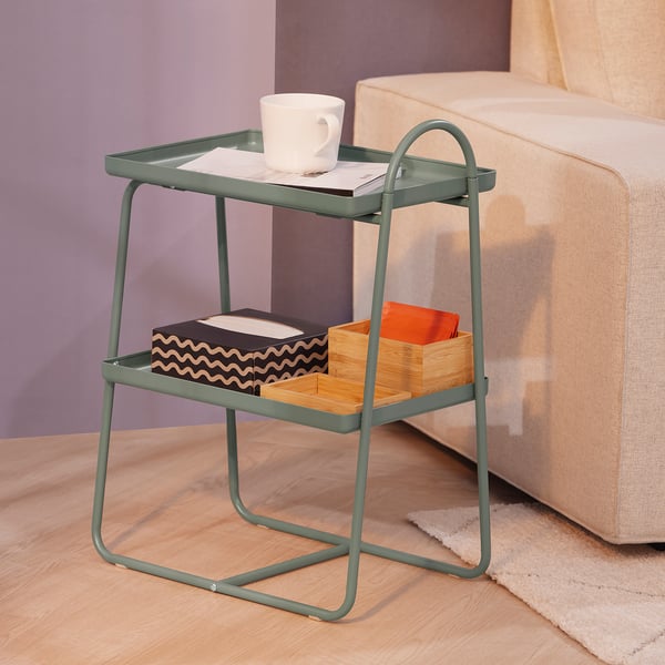 HATTÅSEN Bedside table/shelf unit, grey-green