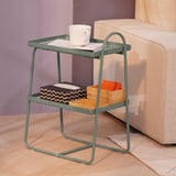 HATTÅSEN Bedside table/shelf unit, grey-green