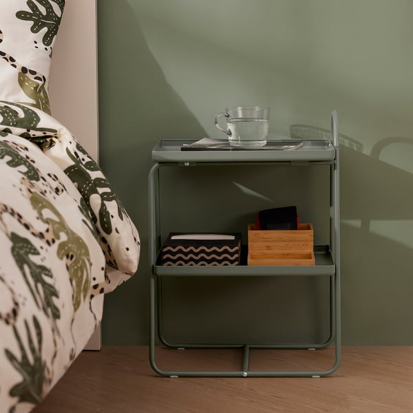 HATTÅSEN Bedside table/shelf unit, grey-green