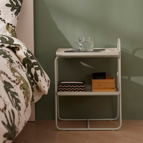 HATTÅSEN Bedside table/shelf unit, light beige